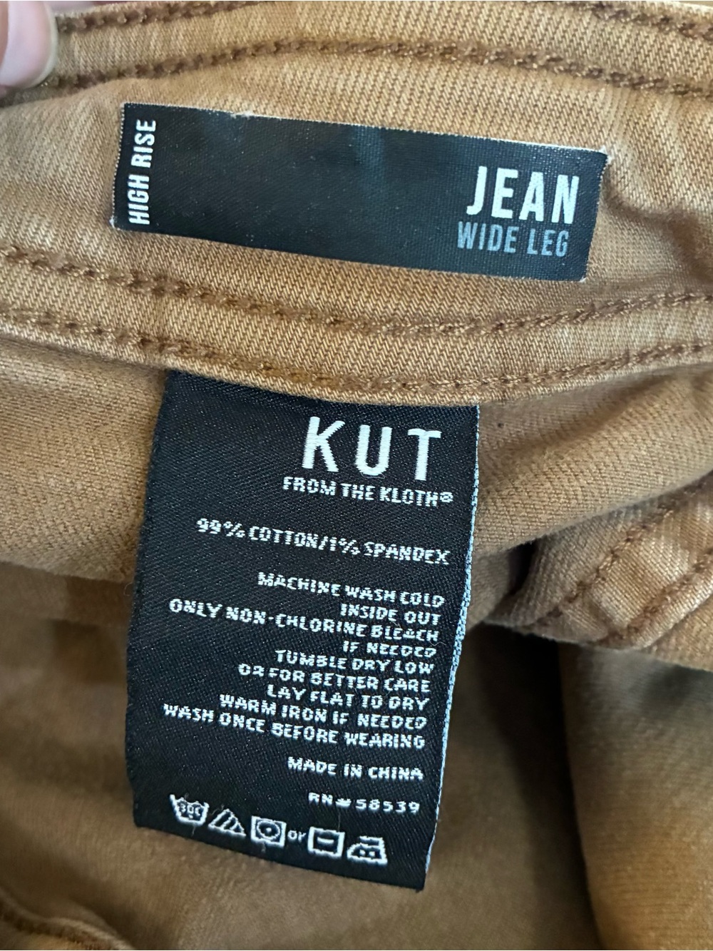 KUT from the Kloth High Rise Wide Leg Jeans Raw Hem Brown 12 - Picture 3 of 6